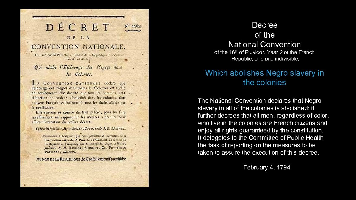 Decree of the National Convention of the 16 th of Pluvidor, Year 2 of