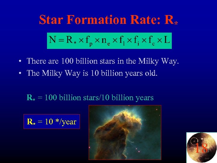 Star Formation Rate: R* • There are 100 billion stars in the Milky Way.