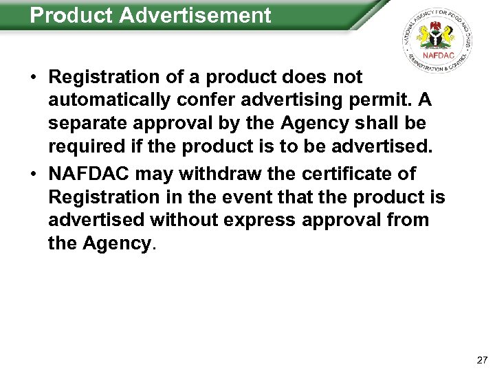 NAFDAC Regulation Registration Procedure for Packaged Water