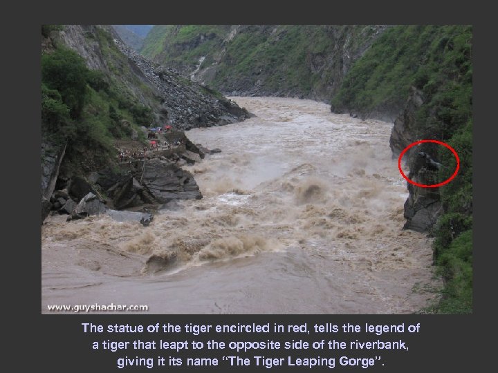 The statue of the tiger encircled in red, tells the legend of a tiger