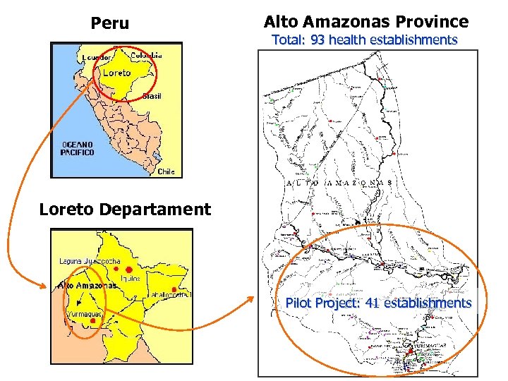 Peru Alto Amazonas Province Total: 93 health establishments Loreto Departament Pilot Project: 41 establishments