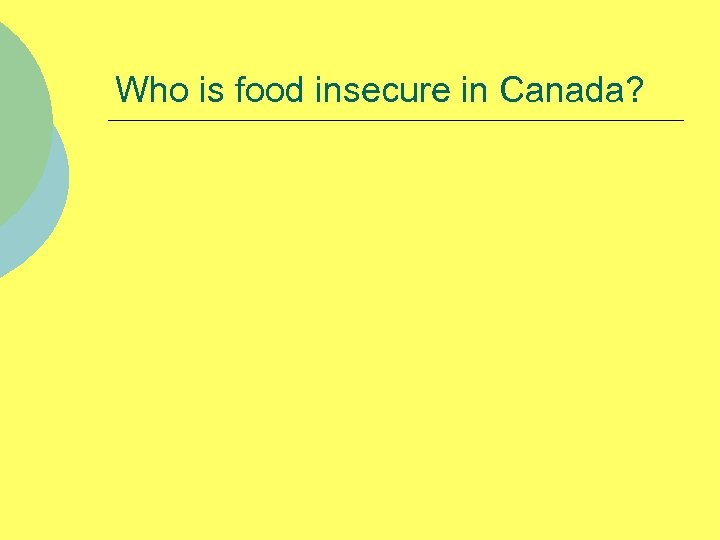 Who is food insecure in Canada? 