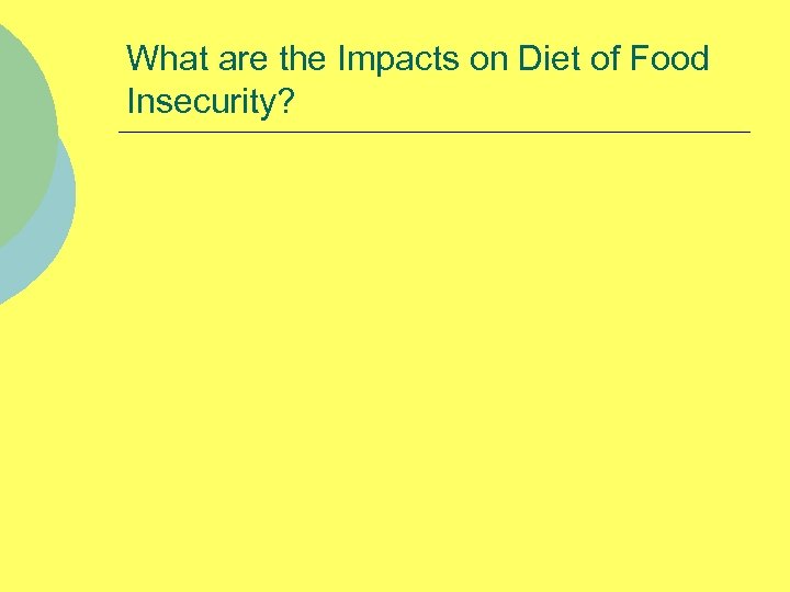 What are the Impacts on Diet of Food Insecurity? 