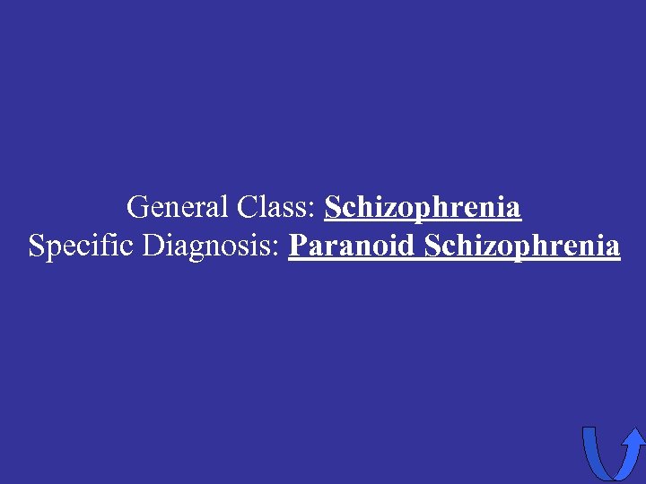 General Class: Schizophrenia Specific Diagnosis: Paranoid Schizophrenia 