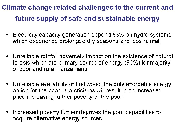 Climate change related challenges to the current and future supply of safe and sustainable