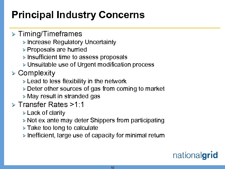 Principal Industry Concerns Ø Timing/Timeframes Ø Increase Regulatory Uncertainty Ø Proposals are hurried Ø