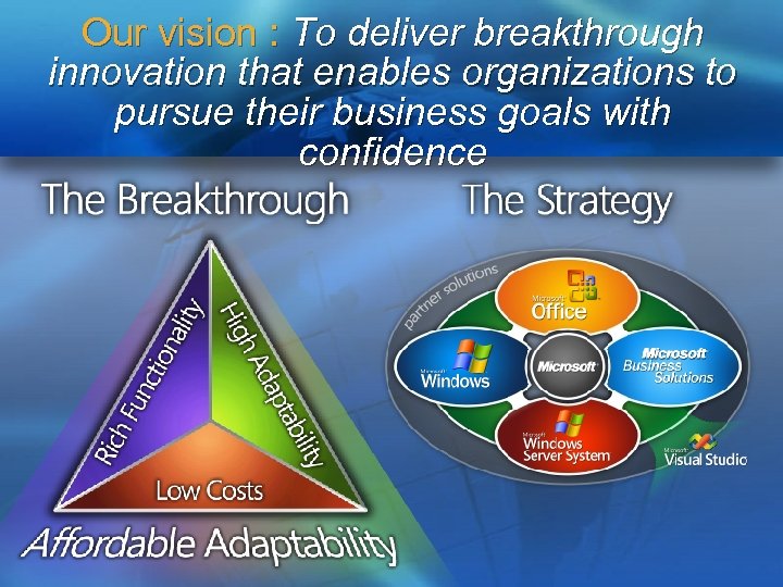 Our vision : To deliver breakthrough innovation that enables organizations to pursue their business