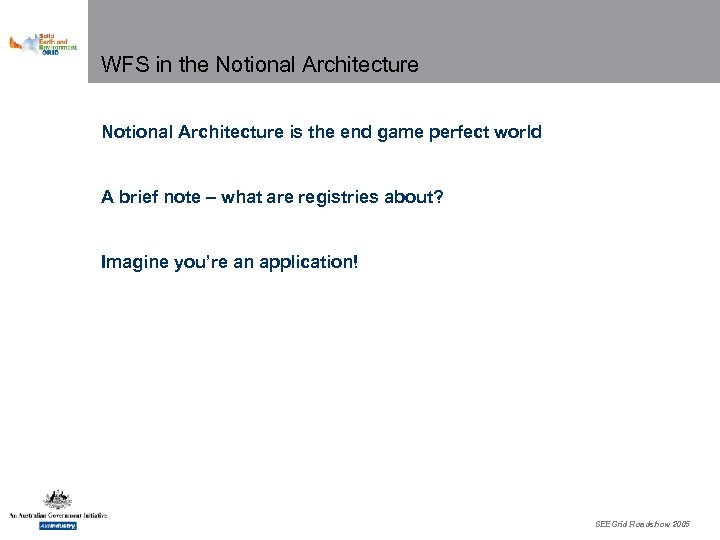WFS in the Notional Architecture is the end game perfect world A brief note