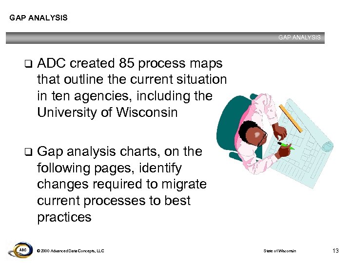 GAP ANALYSIS q ADC created 85 process maps that outline the current situation in