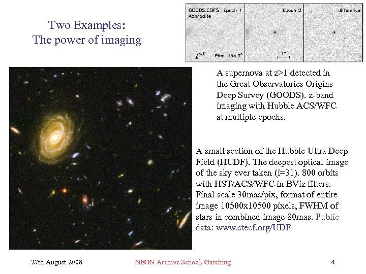 Two Examples: The power of imaging A supernova at z>1 detected in the Great