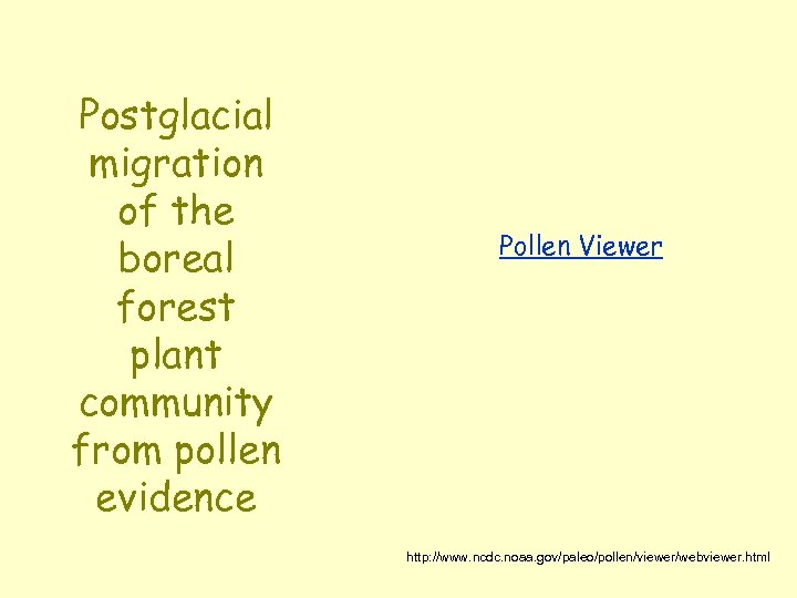 Postglacial migration of the boreal forest plant community from pollen evidence Pollen Viewer http: