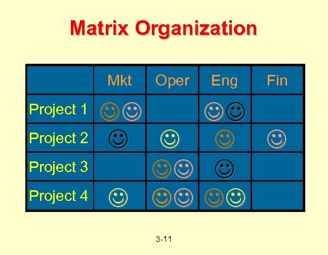 Matrix Organization Mkt Project 1 Project 2 Project 3 Project 4 Oper 3 -11