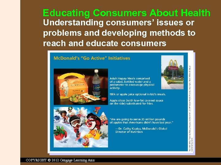 Educating Consumers About Health Understanding consumers’ issues or problems and developing methods to reach