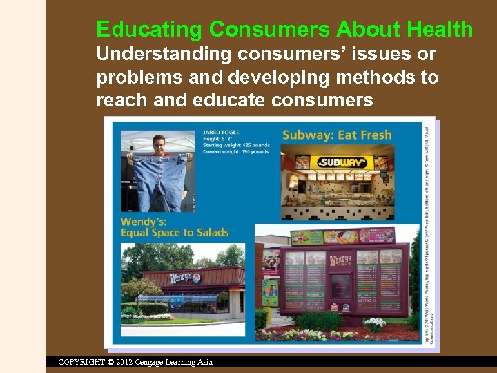 Educating Consumers About Health Understanding consumers’ issues or problems and developing methods to reach