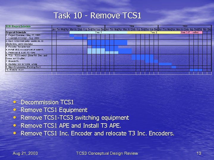 Task 10 - Remove TCS 1 • • • Decommission TCS 1 Remove TCS