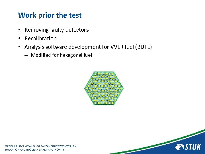 Work prior the test • Removing faulty detectors • Recalibration • Analysis software development