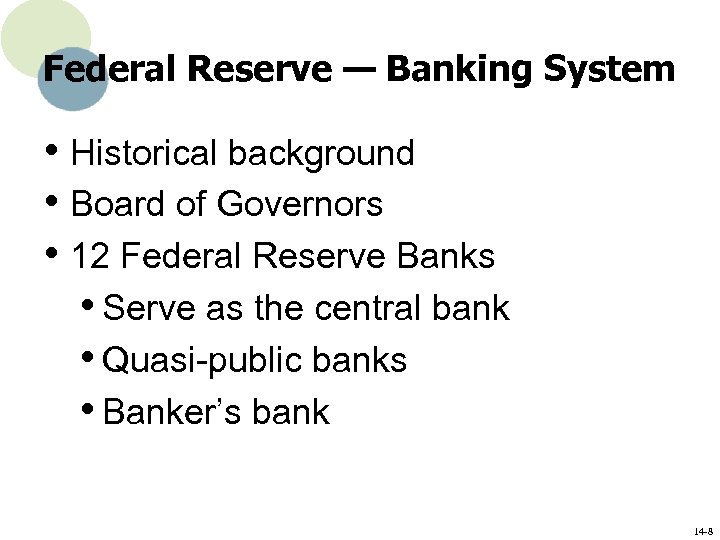 Federal Reserve — Banking System • Historical background • Board of Governors • 12