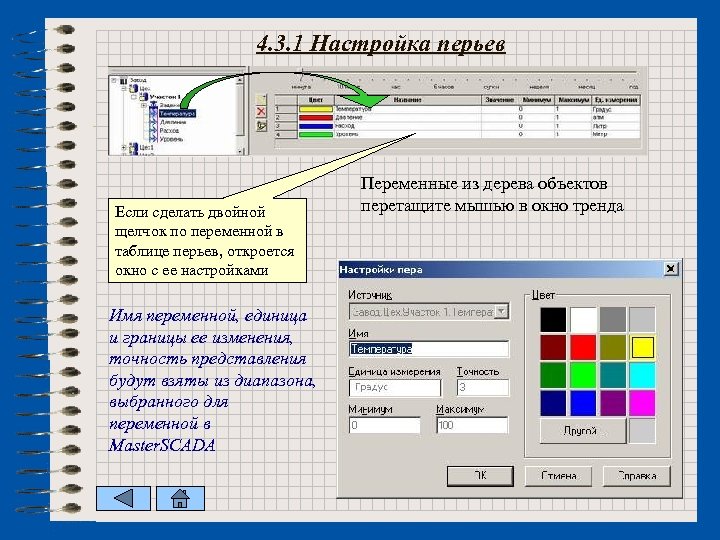 4. 3. 1 Настройка перьев Если сделать двойной щелчок по переменной в таблице перьев,