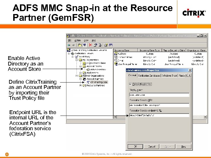 ADFS MMC Snap-in at the Resource Partner (Gem. FSR) Enable Active Directory as an