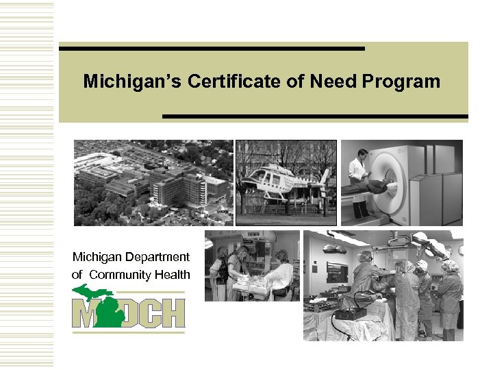 Michigan’s Certificate of Need Program Michigan Department of Community Health 