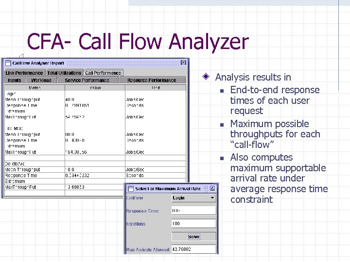 CFA- Call Flow Analyzer Analysis results in n End-to-end response times of each user