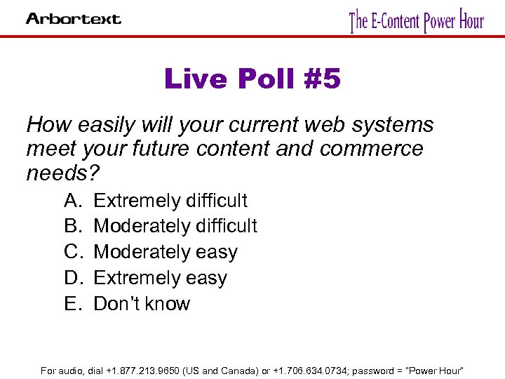 Live Poll #5 How easily will your current web systems meet your future content