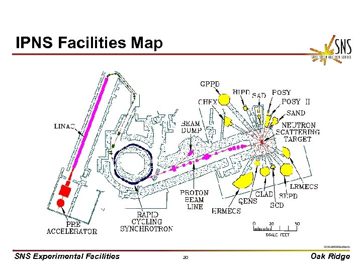 IPNS Facilities Map X 0000910/arb 2000 -05272 uc/arb SNS Experimental Facilities 20 Oak Ridge