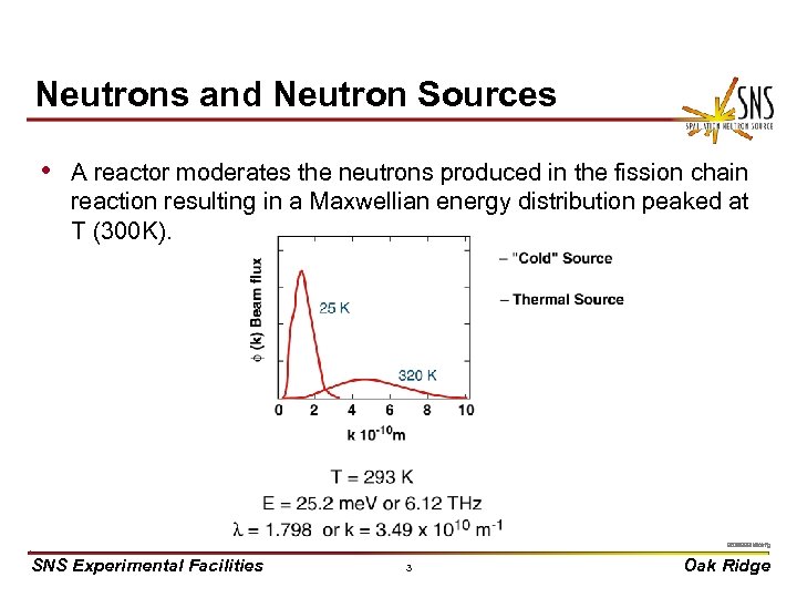 Neutrons and Neutron Sources • A reactor moderates the neutrons produced in the fission