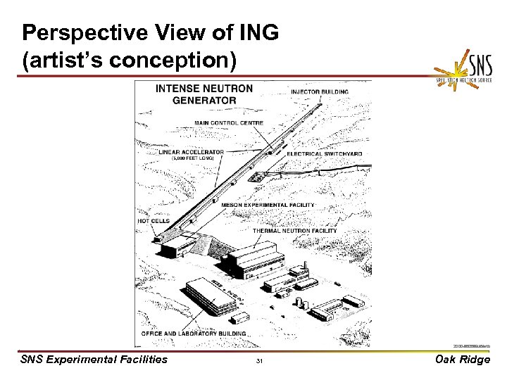 Perspective View of ING (artist’s conception) X 0000910/arb 2000 -05259 uc/arb SNS Experimental Facilities