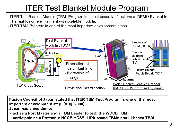 ITER Test Blanket Module Program - ITER Test Blanket Module (TBM) Program is to