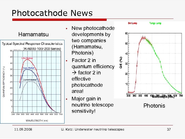 Photocathode News § Hamamatsu § § 11. 09. 2008 New photocathode developments by two