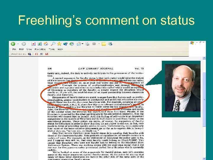 Freehling’s comment on status 