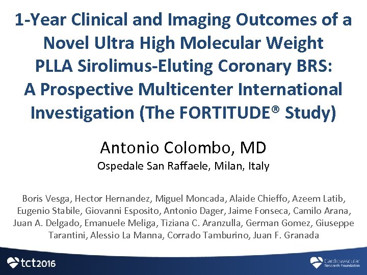 1 -Year Clinical and Imaging Outcomes of a Novel Ultra High Molecular Weight PLLA