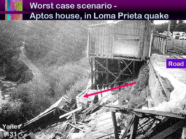 Worst case scenario Aptos house, in Loma Prieta quake Road Yanev 131 