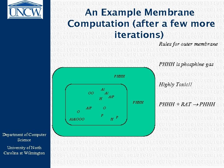 An Example Membrane Computation (after a few more iterations) Rules for outer membrane PHHH