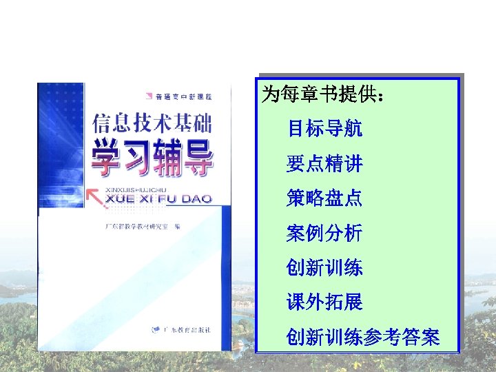 为每章书提供： 目标导航 要点精讲 策略盘点 案例分析 创新训练 课外拓展 创新训练参考答案 