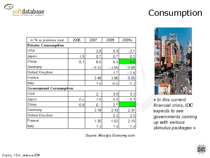 Consumption « In this current financial crisis, IDC expects to see governments coming up