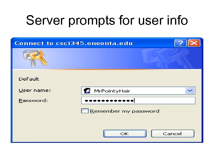 Server prompts for user info 