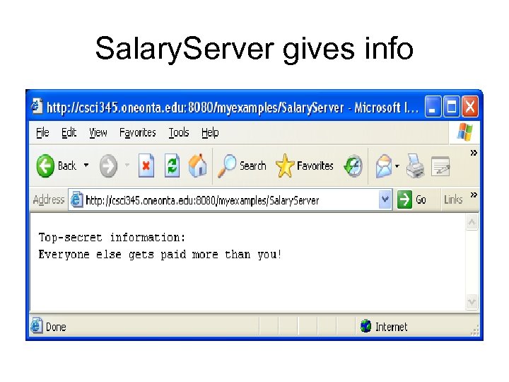 Salary. Server gives info 