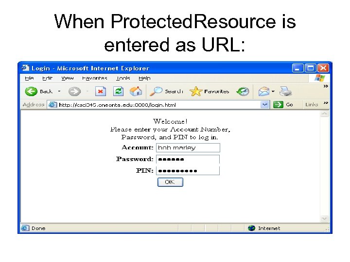 When Protected. Resource is entered as URL: 