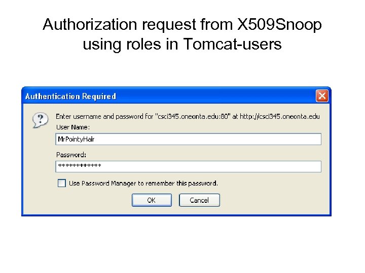 Authorization request from X 509 Snoop using roles in Tomcat-users 