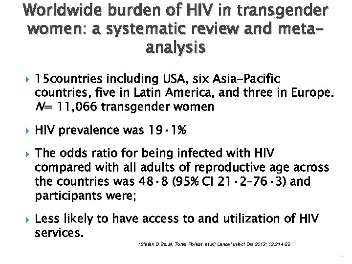 Worldwide burden of HIV in transgender women: a systematic review and metaanalysis 15 countries