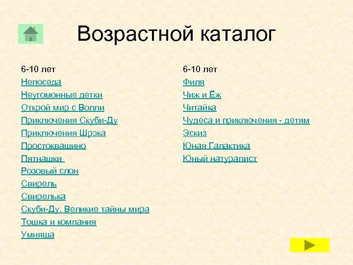 Возрастной каталог 6 -10 лет Непоседа Неугомонные детки Открой мир с Волли Приключения Скуби-Ду