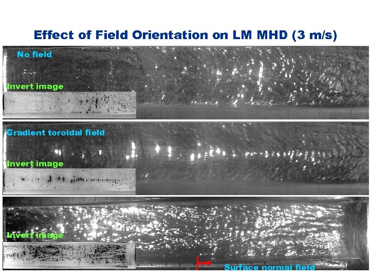 Effect of Field Orientation on LM MHD (3 m/s) No field Invert image Gradient