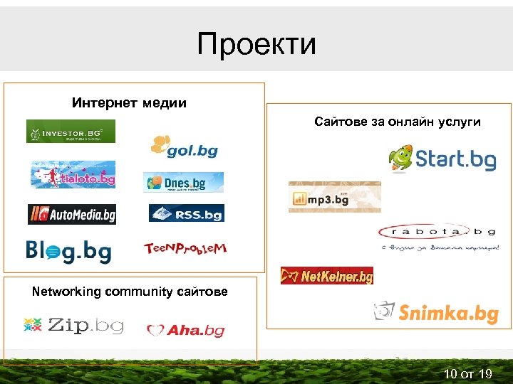 Проекти Интернет медии Сайтове за онлайн услуги Networking community сайтове 10 от 19 