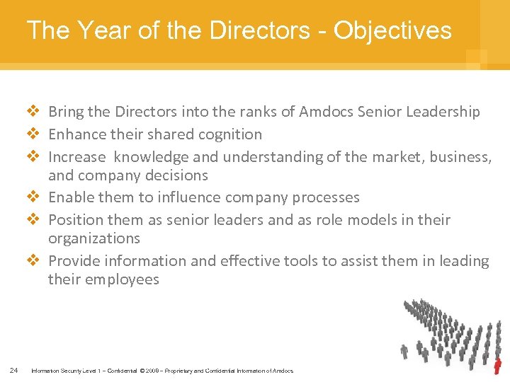 The Year of the Directors - Objectives v Bring the Directors into the ranks