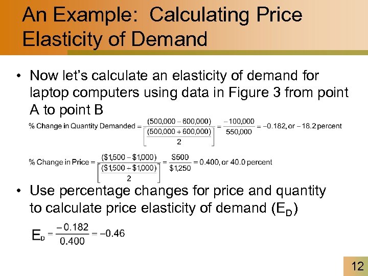 An Example: Calculating Price Elasticity of Demand • Now let’s calculate an elasticity of