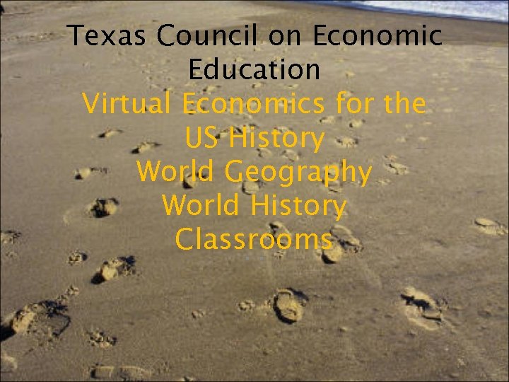 Texas Council on Economic Education Virtual Economics for the US History World Geography World