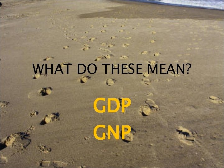 WHAT DO THESE MEAN? GDP GNP 