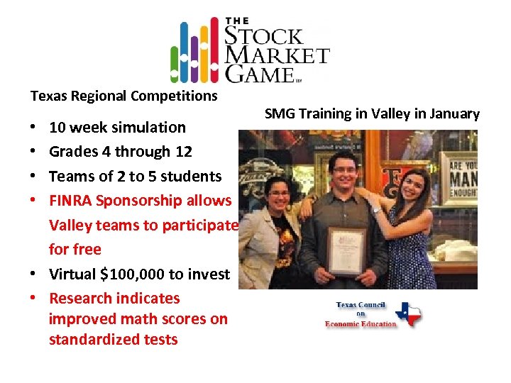 Texas Regional Competitions 10 week simulation Grades 4 through 12 Teams of 2 to